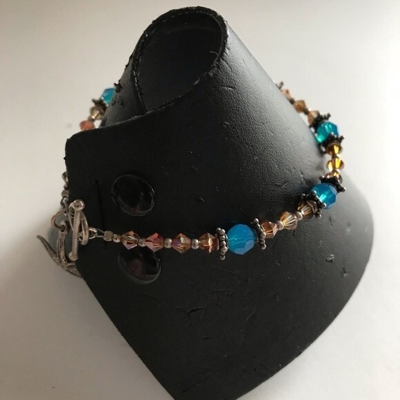 Deadstock NWOT Swarovksi Crystal Sterling Silver Starfish Charm Bracelet 7.5 In - Picture 3 of 8